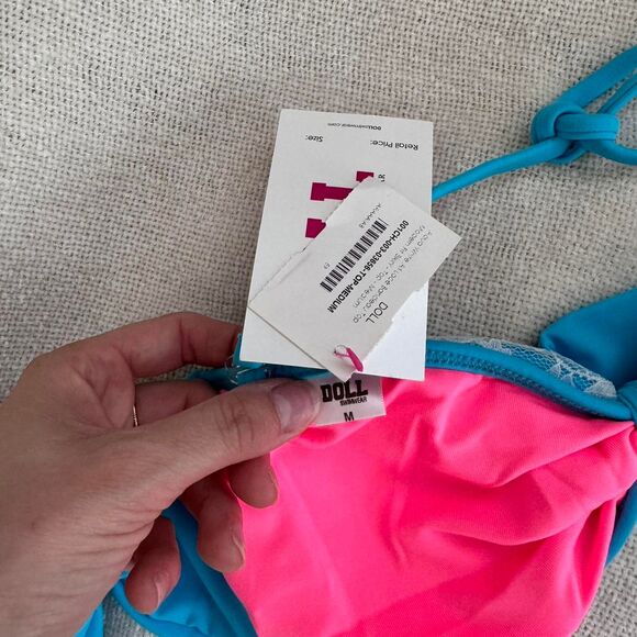 Dolls Swim Lace Bandeau Swim Top Y2K Style Jersey Shore Grunge M - Picture 3 of 3